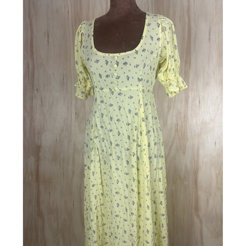 FAITHFULL THE BRAND Yellow Linnie Midi Dress, Santa Maria Floral Print 4 (US)  S